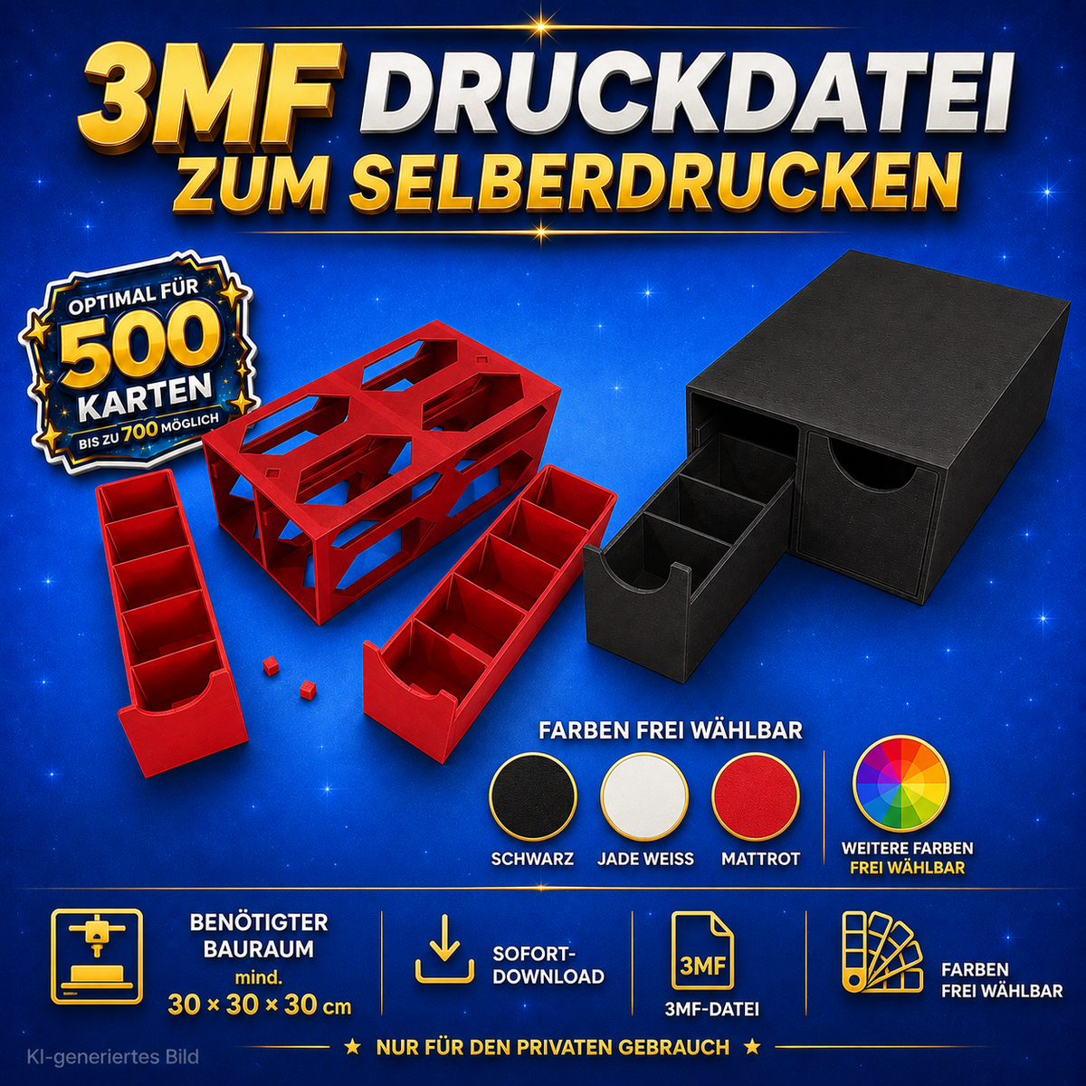 TCG Storage Modul (2 Schubladen) kompatibel mit Ikea Kallax