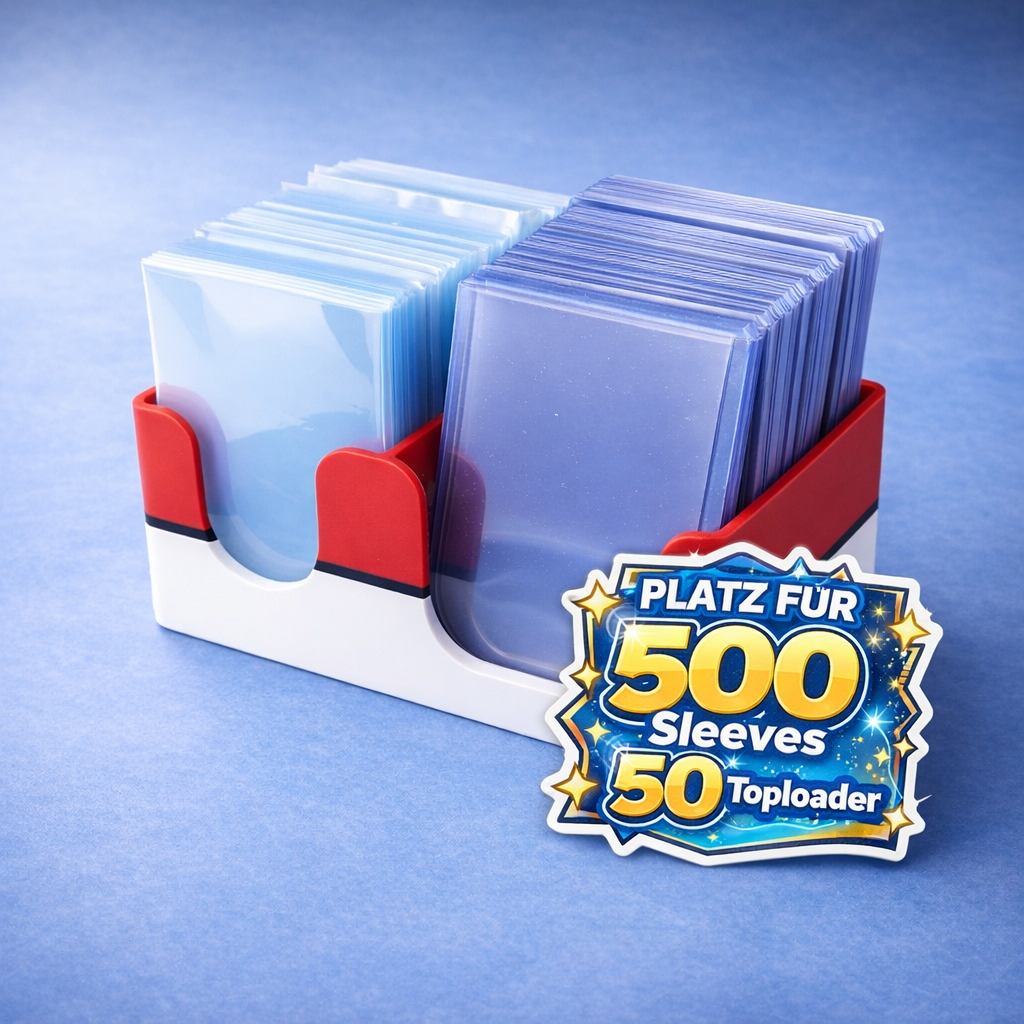 TCG Organizer gefüllt mit 500 Penny Sleeves und 50 Toploader – Classic Red