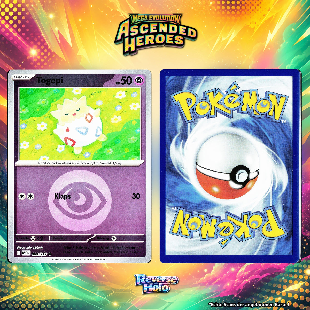 Togepi Reverse Holo Energy-Pattern ASC 80/217