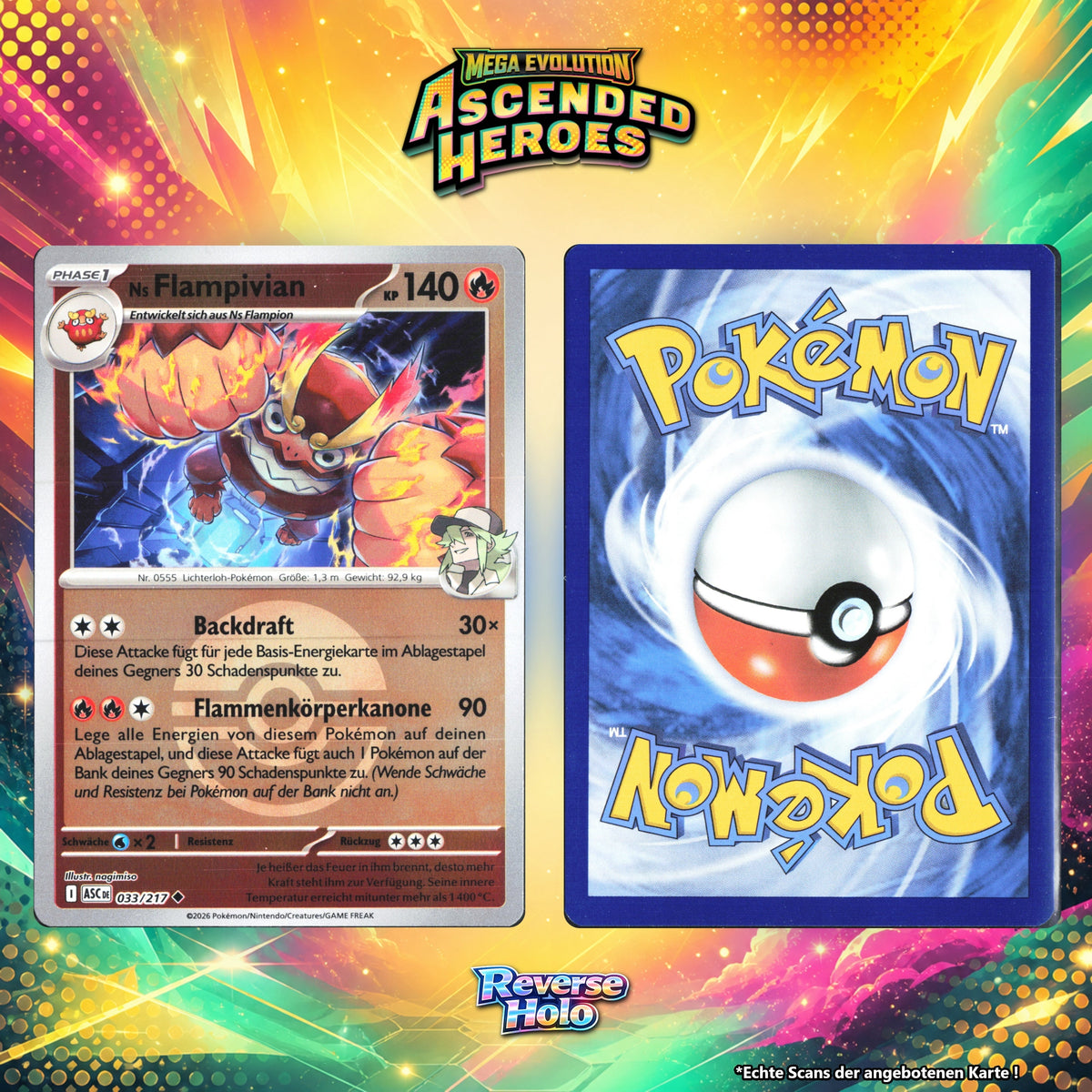 Ns Flampivian Reverse Holo Pokeball ASC 33/217