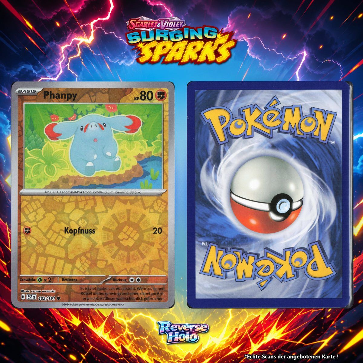 Phanpy Reverse Holo Energy-Pattern SSP 102/191