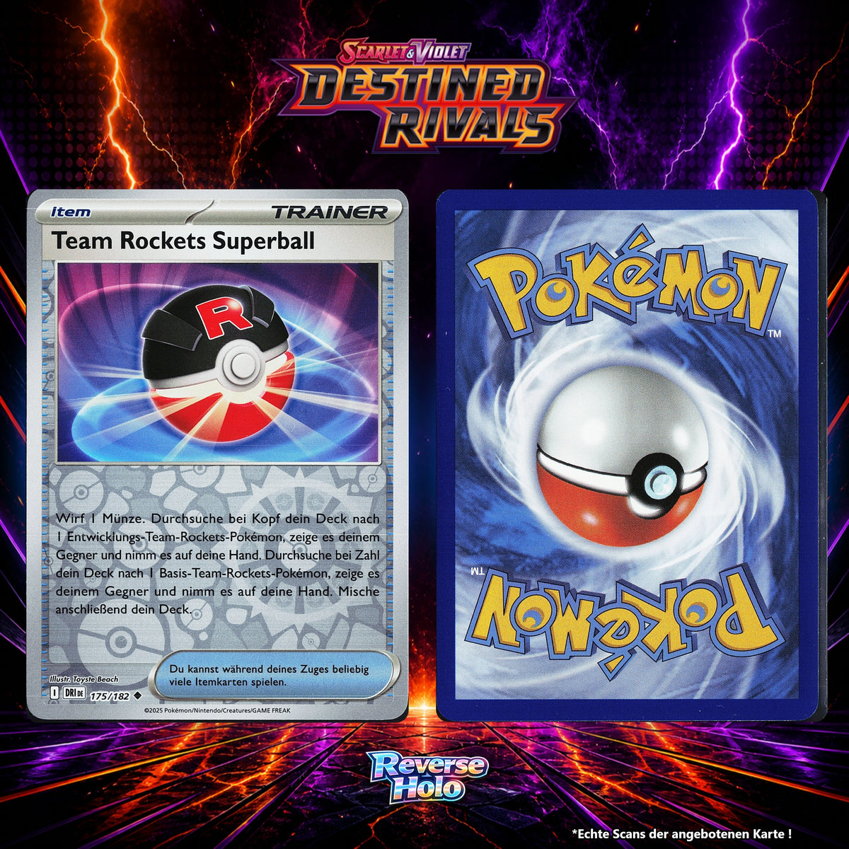 Team Rockets Superball Reverse Holo Energy-Pattern DRI 175/182