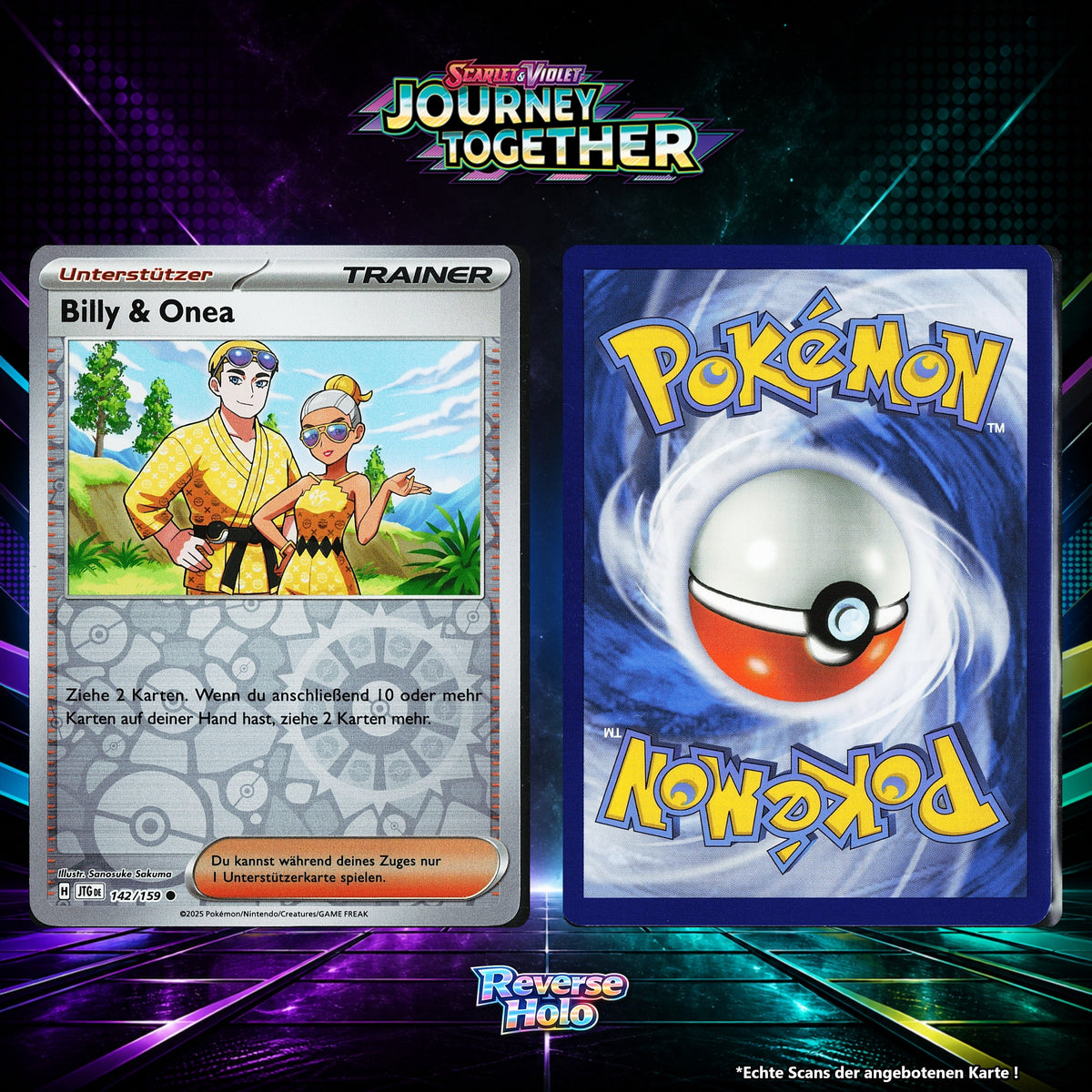 Billy & Onea Reverse Holo Energy-Pattern JTG 142/159