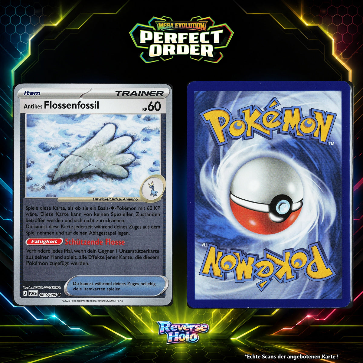 Antikes Flossenfossil Reverse Holo POR 69/88