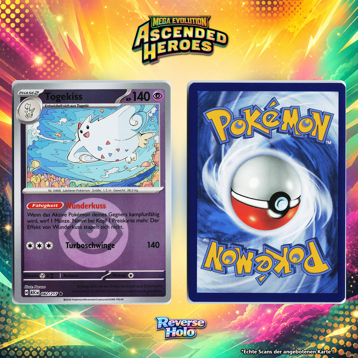 Togekiss Reverse Holo Energy-Pattern ASC 82/217