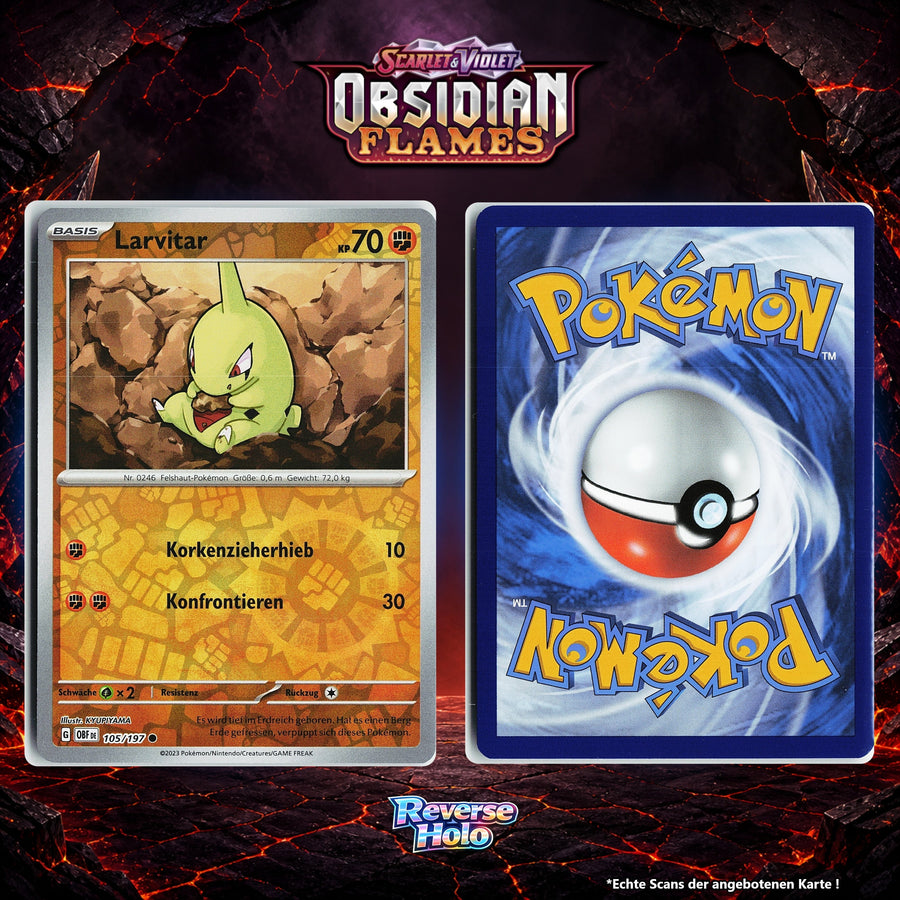Larvitar Reverse Holo Energy-Pattern OBF 105/197