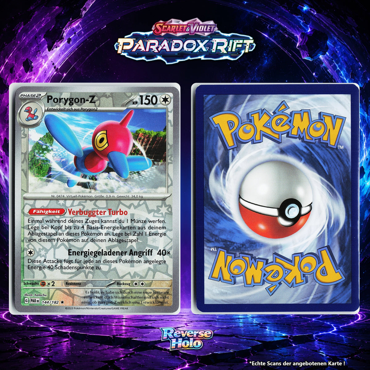 Porygon Z Reverse Holo Energy-Pattern PAR 144/182