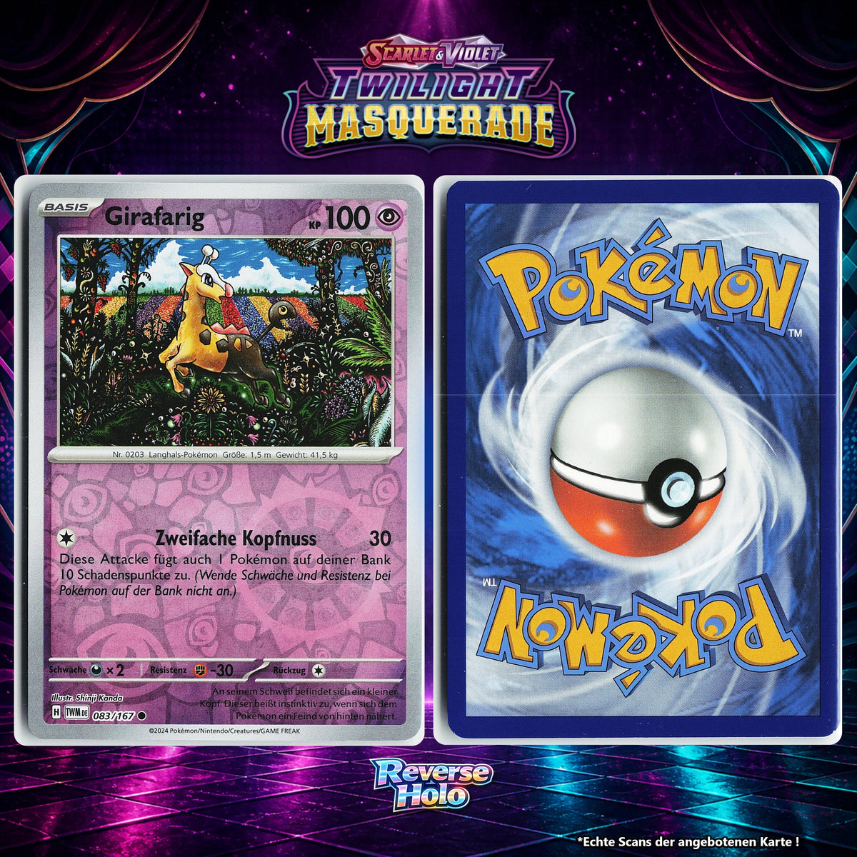 Girafarig Reverse Holo Energy-Pattern TWM 83/167