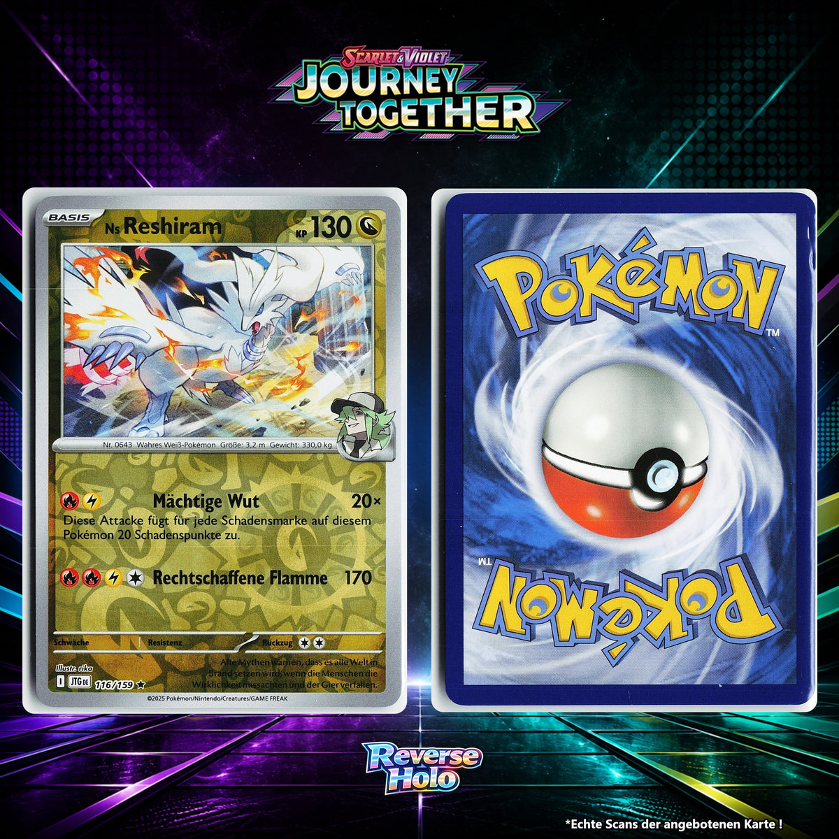 Ns Reshiram Reverse Holo Energy-Pattern JTG 116/159