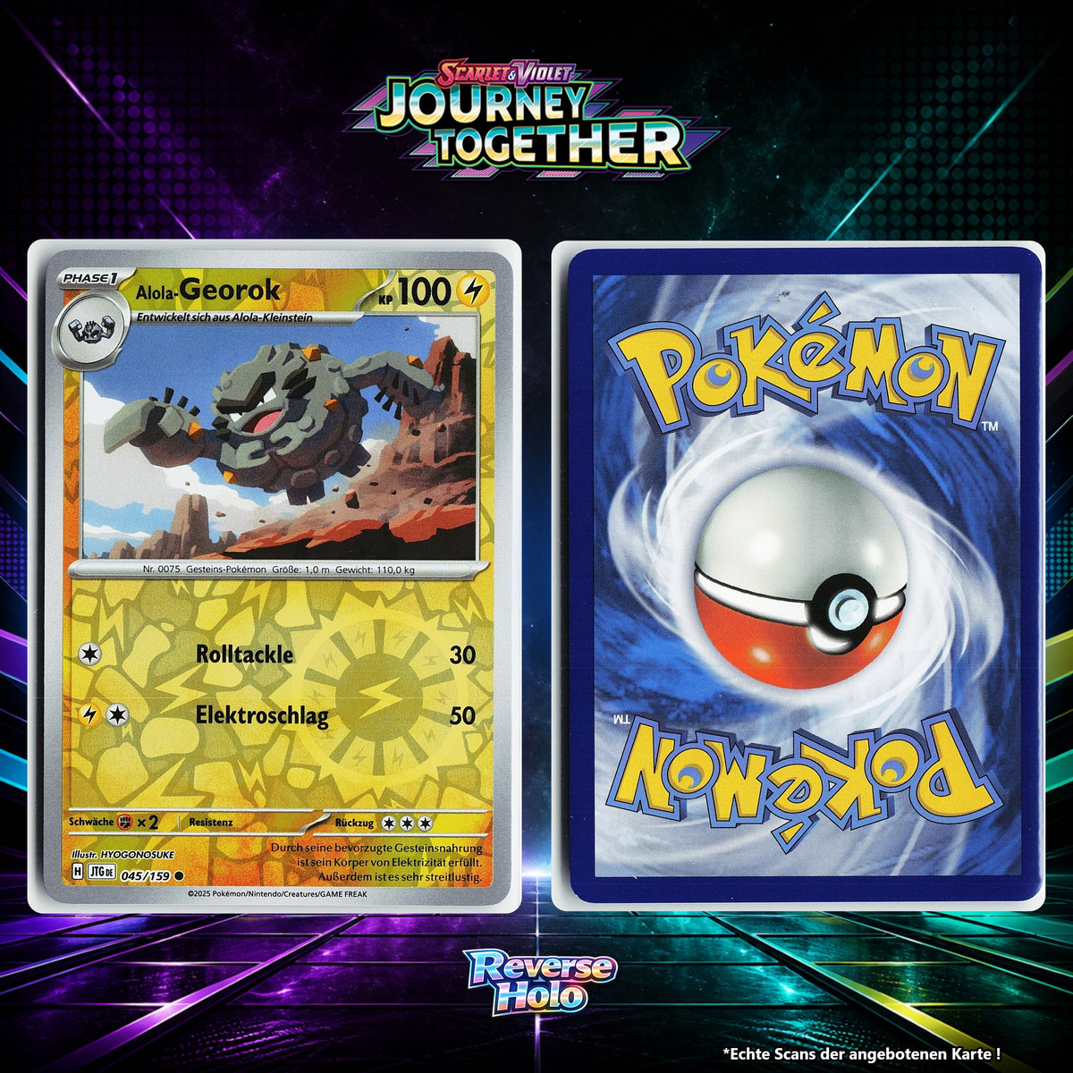 Alola Georok Reverse Holo Energy-Pattern JTG 45/159