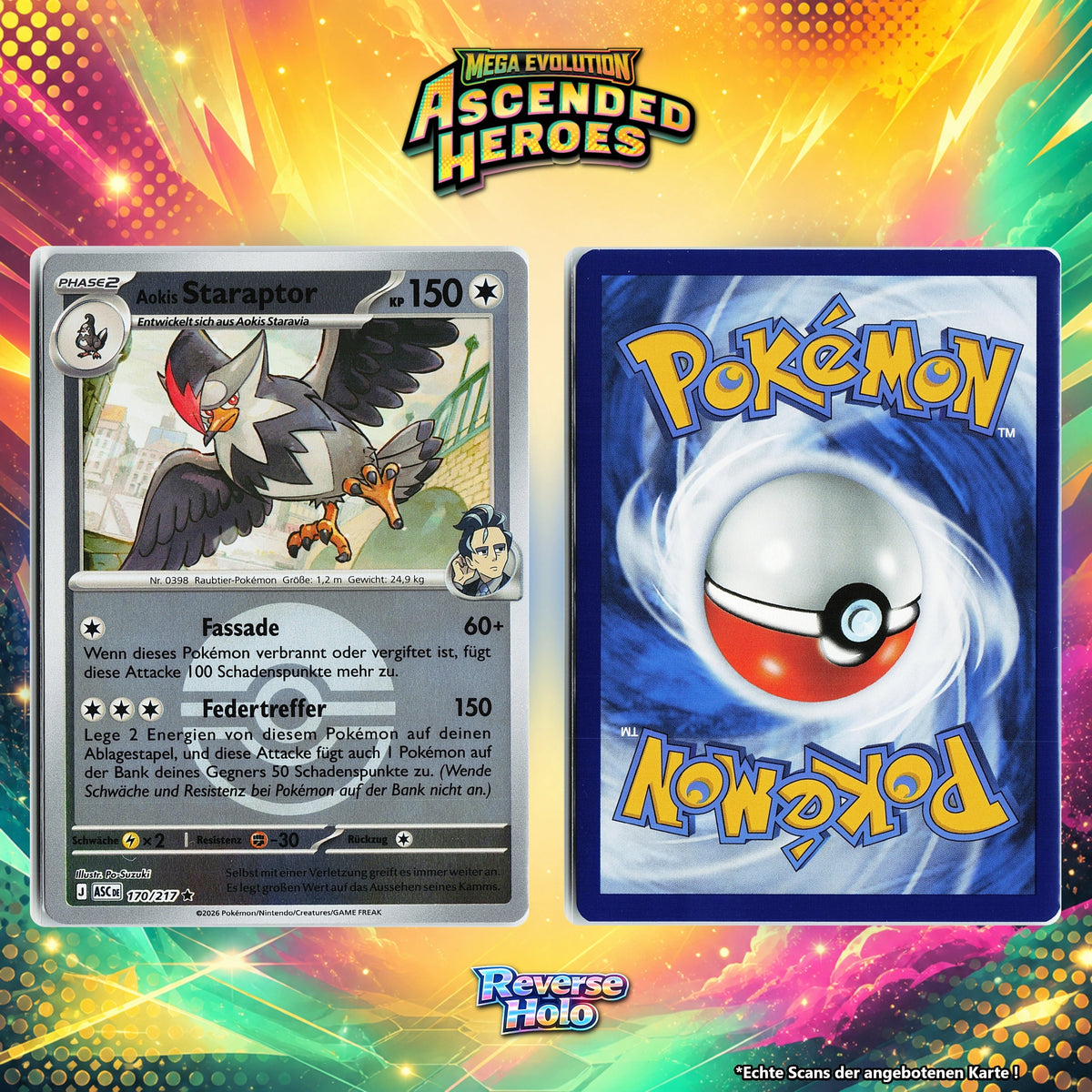 Aokis Staraptor Reverse Holo Pokeball ASC 170/217