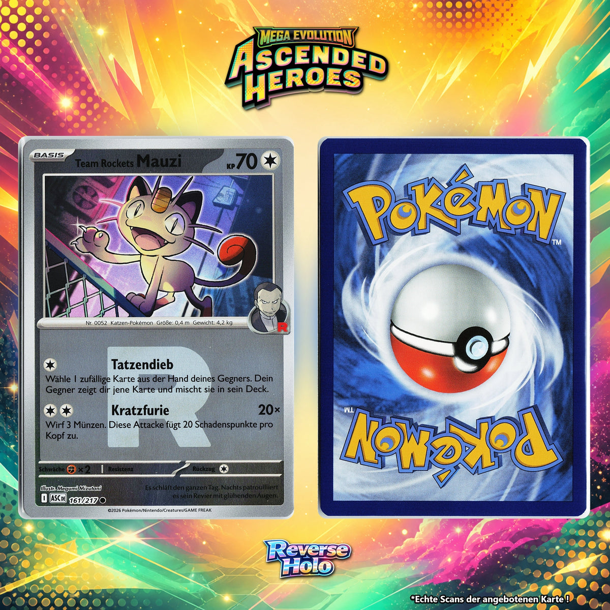 Team Rockets Mauzi Reverse Holo Team Rocket ASC 161/217
