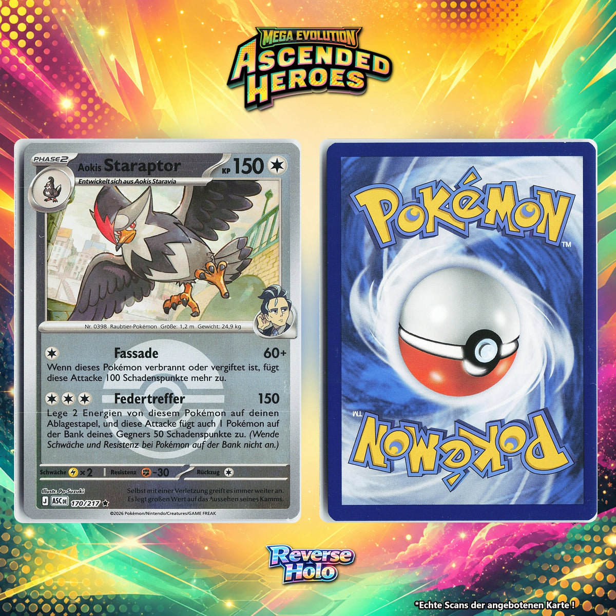 Aokis Staraptor Reverse Holo Pokeball ASC 170/217
