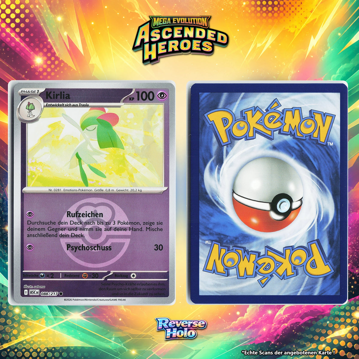 Kirlia Reverse Holo Pokeball ASC 88/217