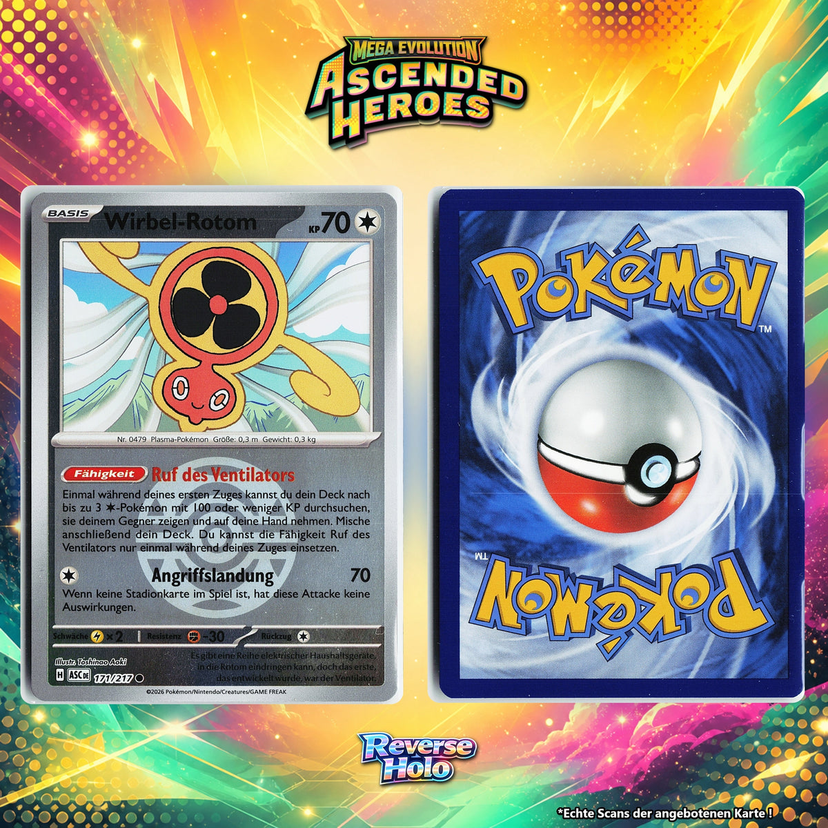 Wirbel Rotom Reverse Holo Pokeball ASC 171/217