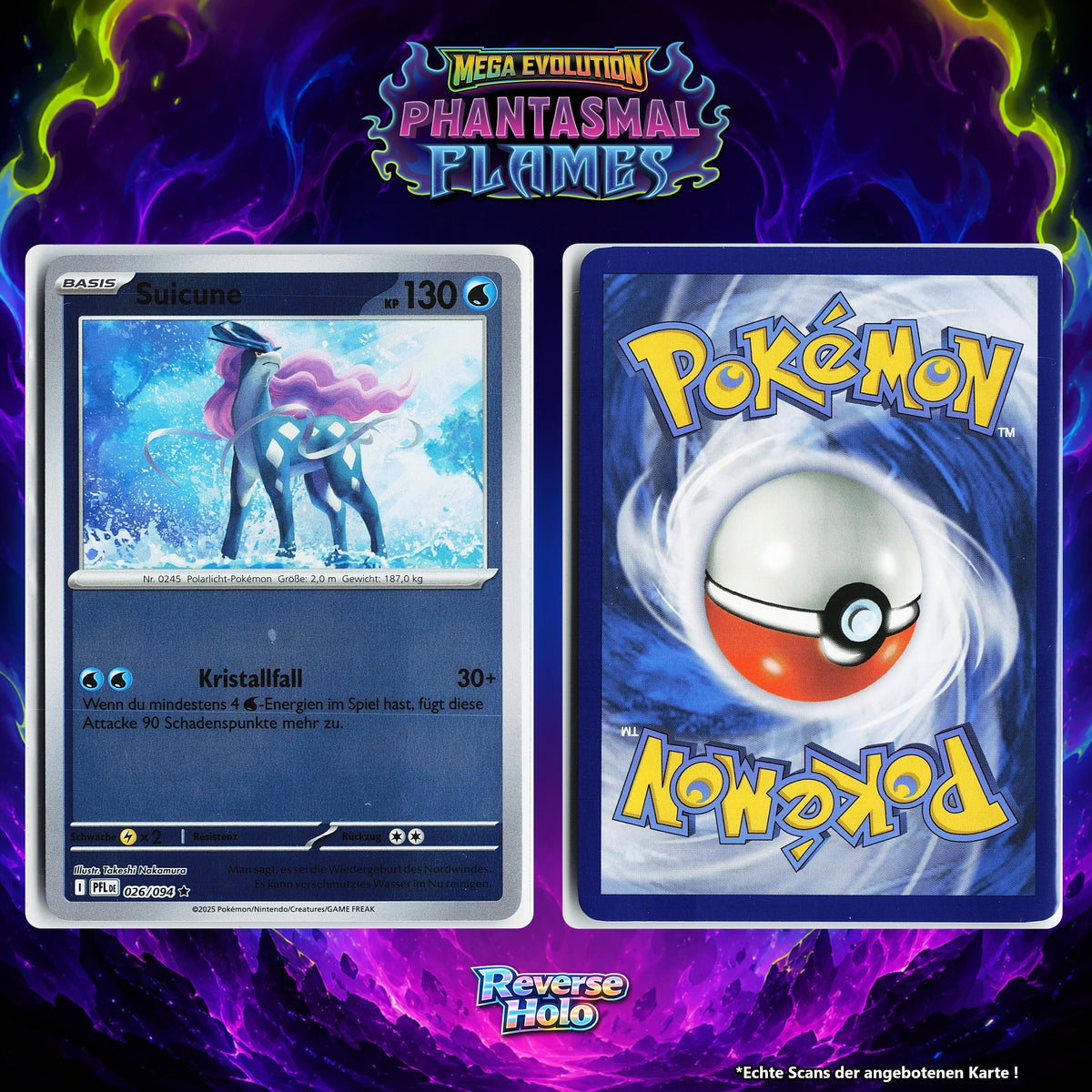 Suicune Reverse Holo PFL 26/94