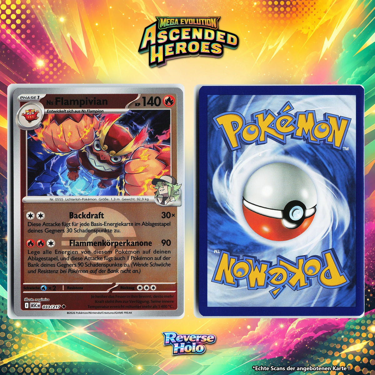 Ns Flampivian Reverse Holo Pokeball ASC 33/217