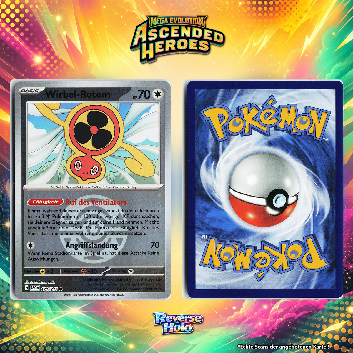Wirbel Rotom Reverse Holo Pokeball ASC 171/217