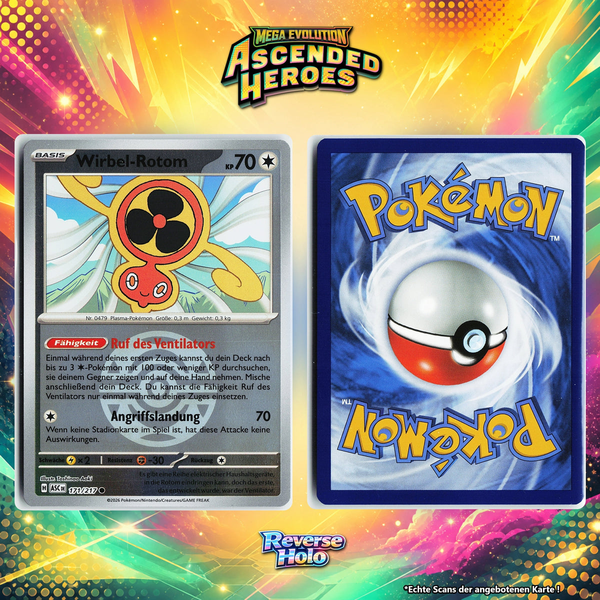 Wirbel Rotom Reverse Holo Pokeball ASC 171/217