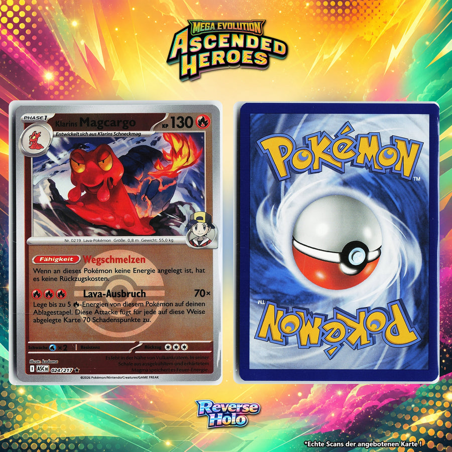 Klarins Magcargo Reverse Holo Pokeball ASC 24/217