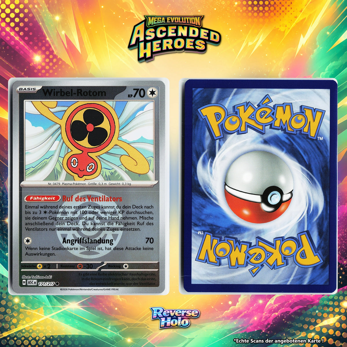 Wirbel Rotom Reverse Holo Pokeball ASC 171/217