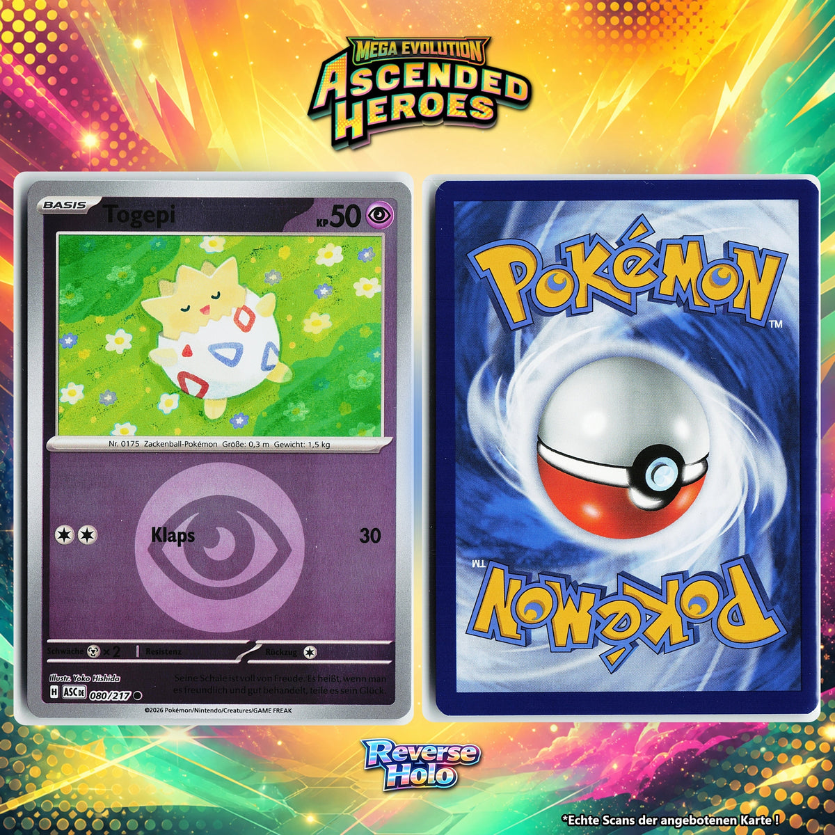 Togepi Reverse Holo Energy-Pattern ASC 80/217