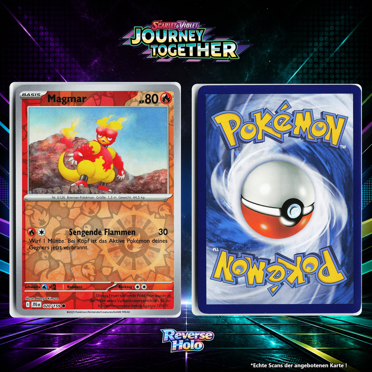 Magmar Reverse Holo Energy-Pattern JTG 20/159