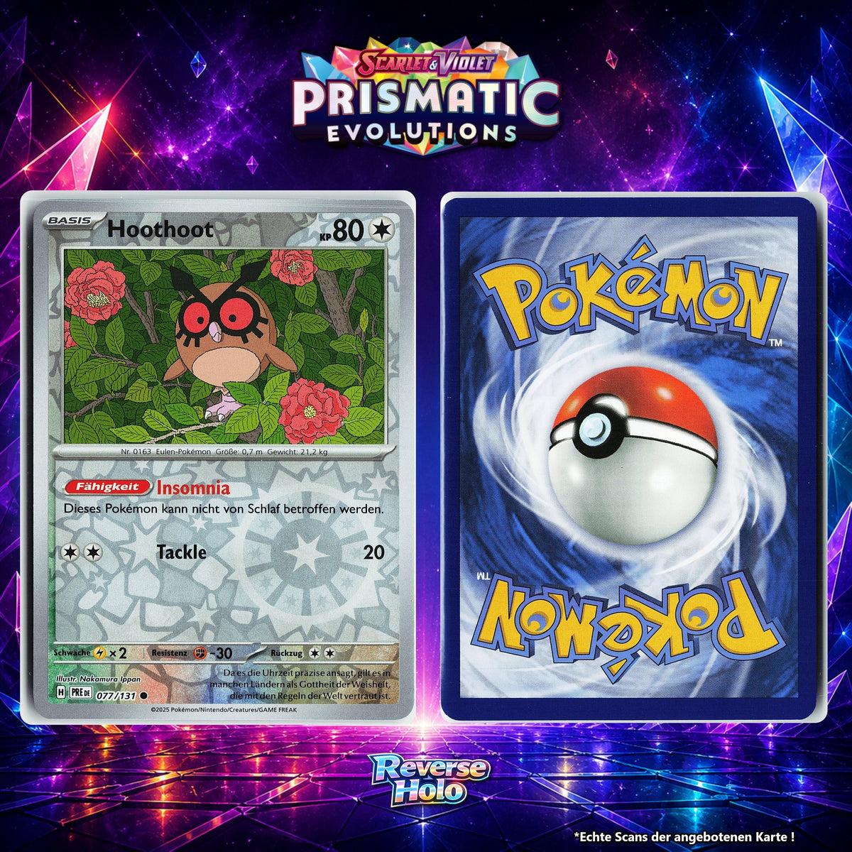 Hoothoot Reverse Holo Energy-Pattern PRE 77/131
