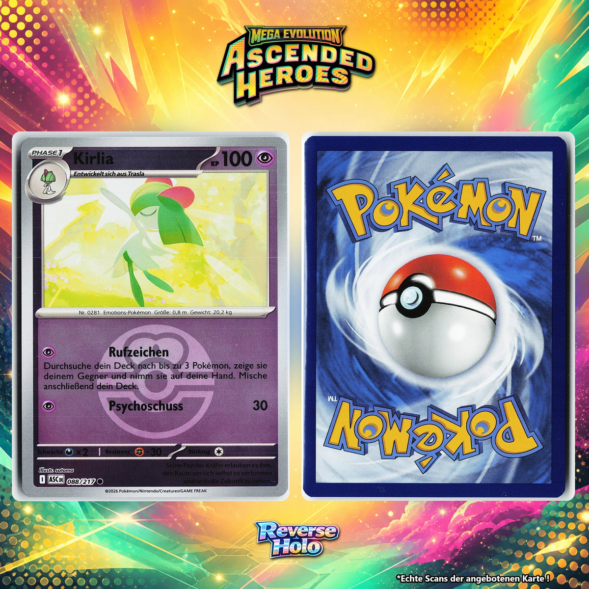 Kirlia Reverse Holo Pokeball ASC 88/217