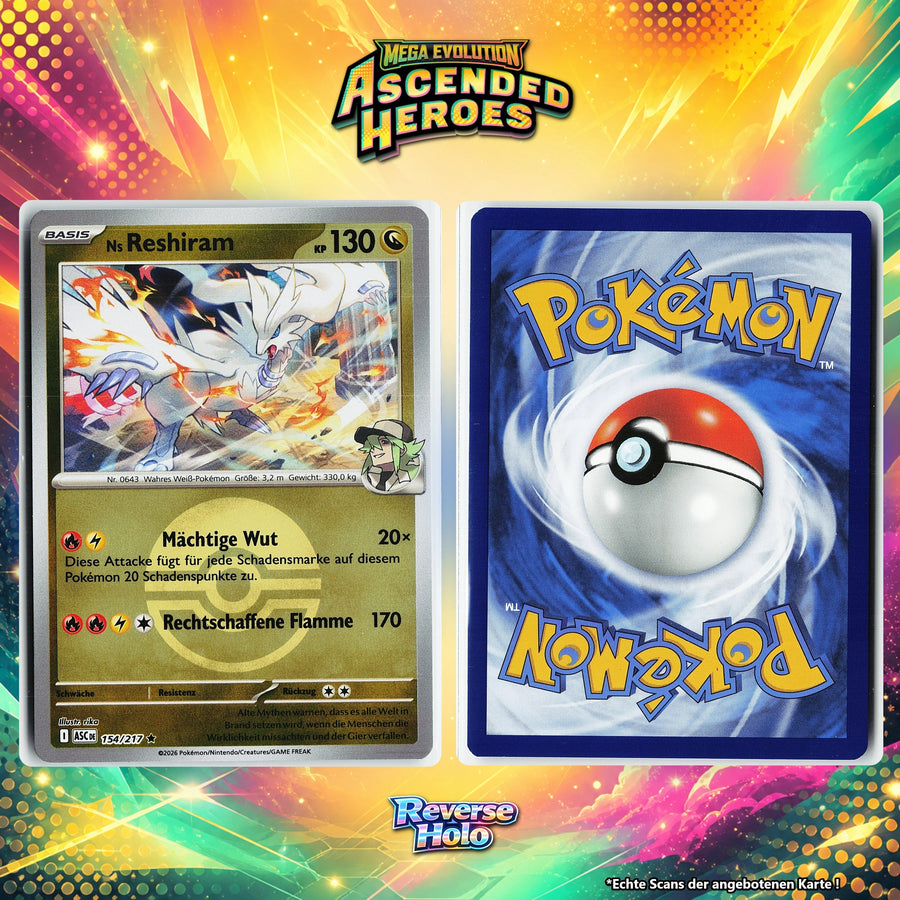 Ns Reshiram Reverse Holo Pokeball ASC 154/217