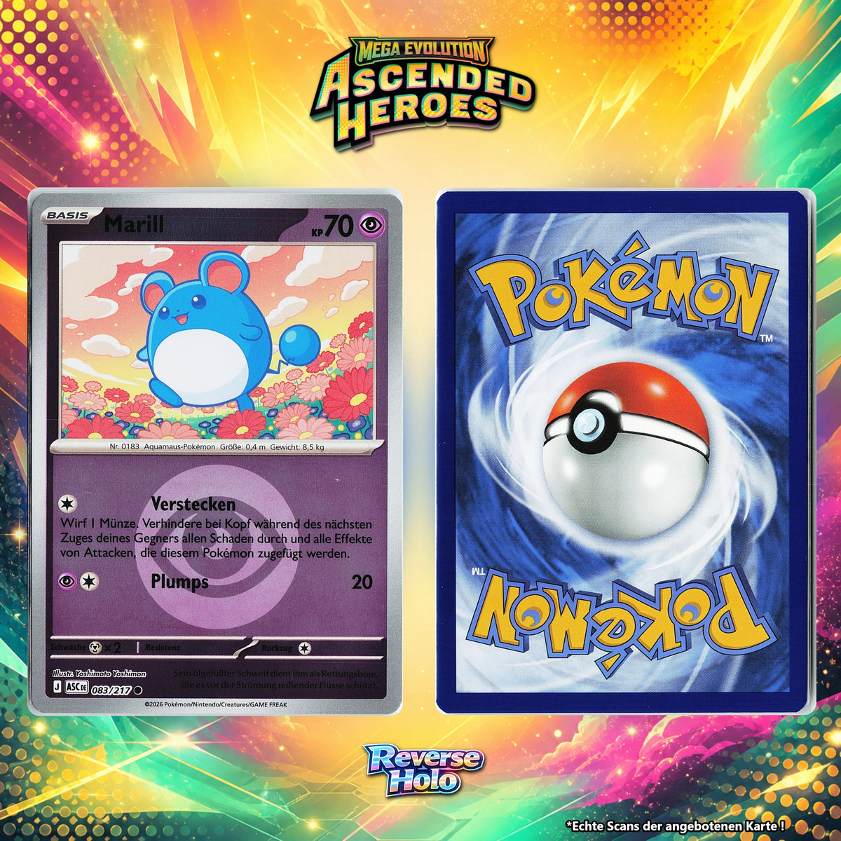 Marill Reverse Holo Energy-Pattern ASC 83/217