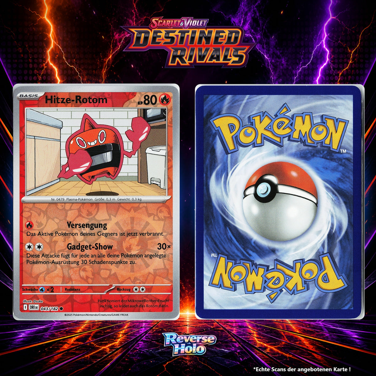 Hitze Rotom Reverse Holo Energy-Pattern DRI 43/182