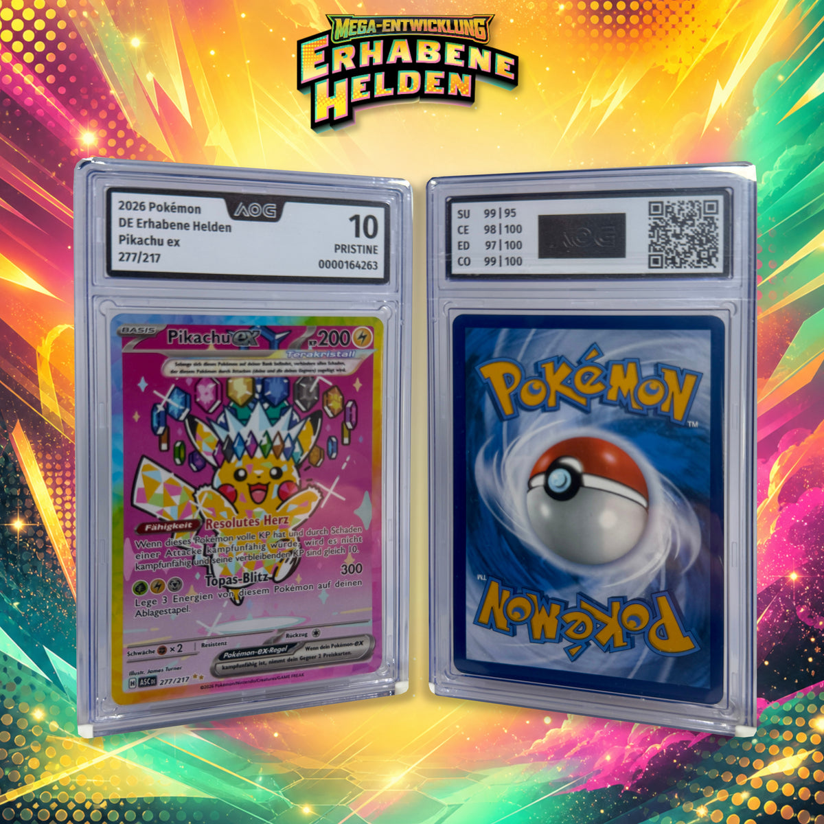 Pikachu ex – Erhabene Helden – 277/217 – AOG Pristine 10